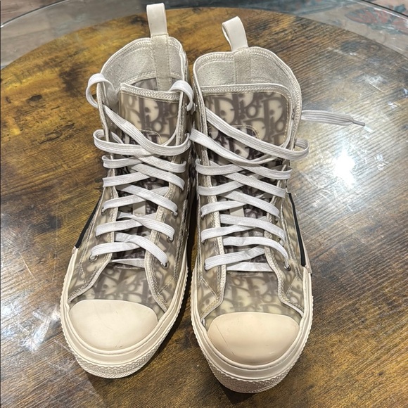 Dior High-Top Sneakers in Cream and Gray - Picture 5 of 5